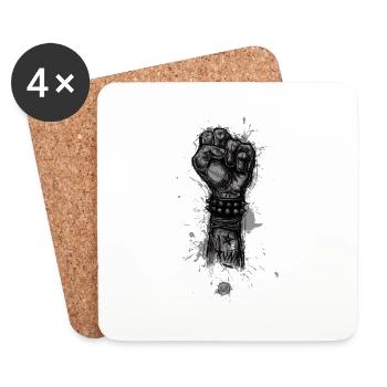 Punk fist not dead - Dessous de verre (lot de 4) - blanc - Devant