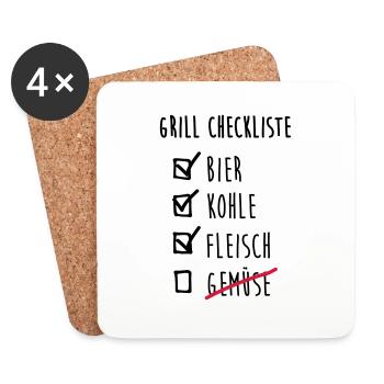 Grill Checkliste - Untersetzer (4er-Set) - Weiß - Vorne