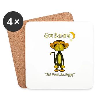 Happy Monkey - Coasters (set of 4) - white - Front