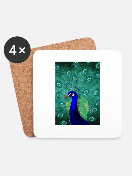 pfau - Untersetzer (4er-Set) - Weiß