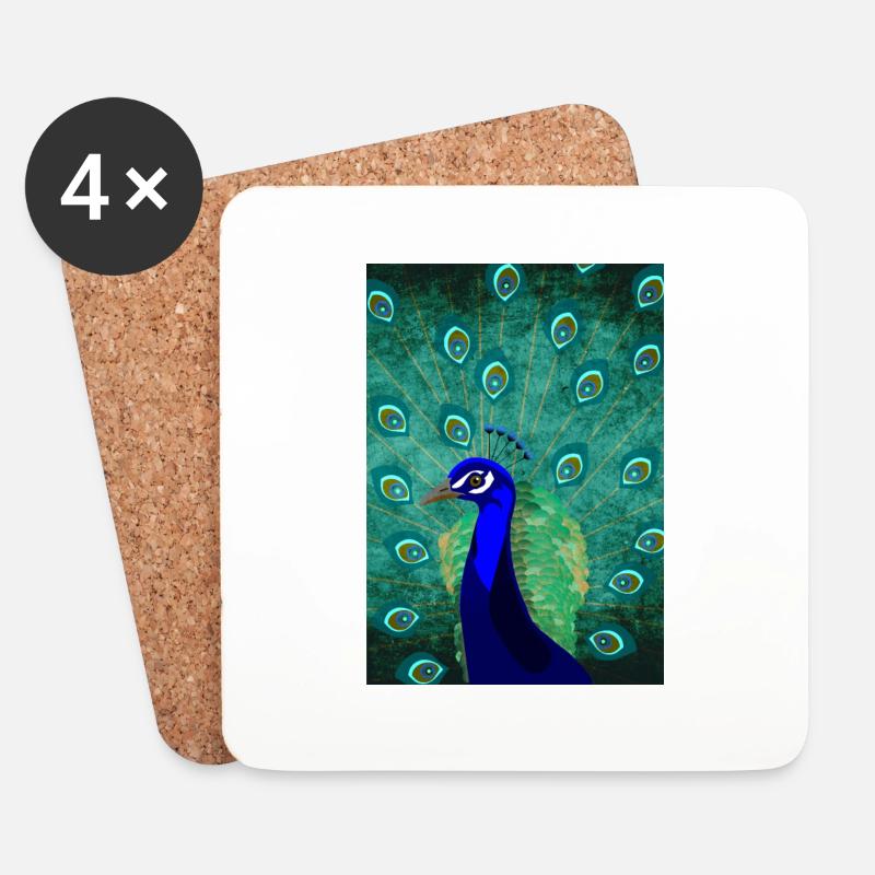 pfau - Untersetzer (4er-Set) - Weiß