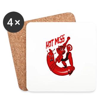 Hot Mess Cartoon Pinup - Coasters (set of 4) - white - Front