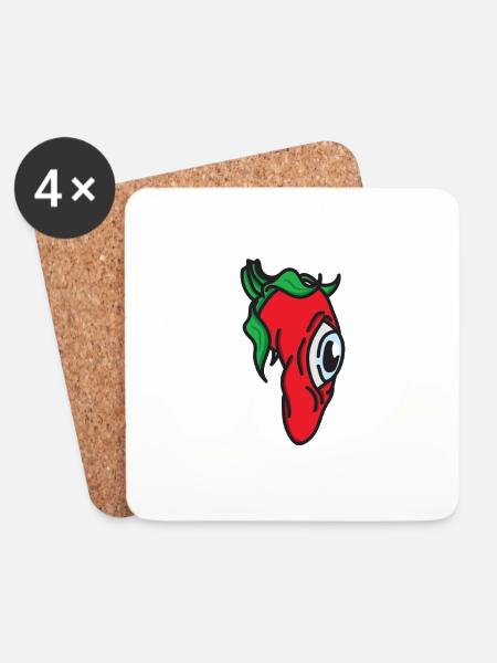 CHILI SPICY - Coasters (set of 4) - white