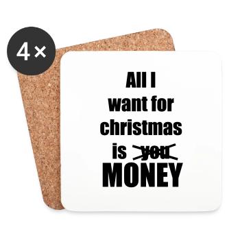 l'argent du prix de la chanson de Noël - Dessous de verre (lot de 4) - blanc - Devant