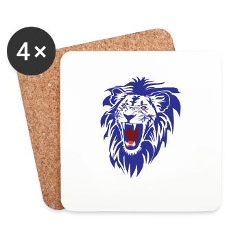 Roaring lion (cut-out) in Blue - Coasters (set of 4) - white - Front