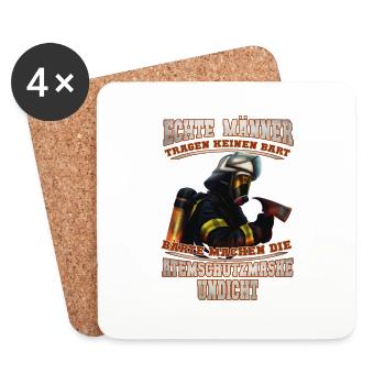 Feuerwehr - Bart - Untersetzer (4er-Set) - Weiß - Vorne