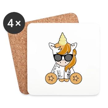Licorne Hipster - Dessous de verre (lot de 4) - blanc - Devant