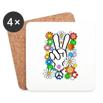 Flower Power & Peace 1 - Coasters (set of 4) - white - Front