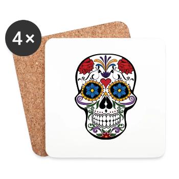Totenkopf "Mexico" - Untersetzer (4er-Set) - Weiß - Vorne