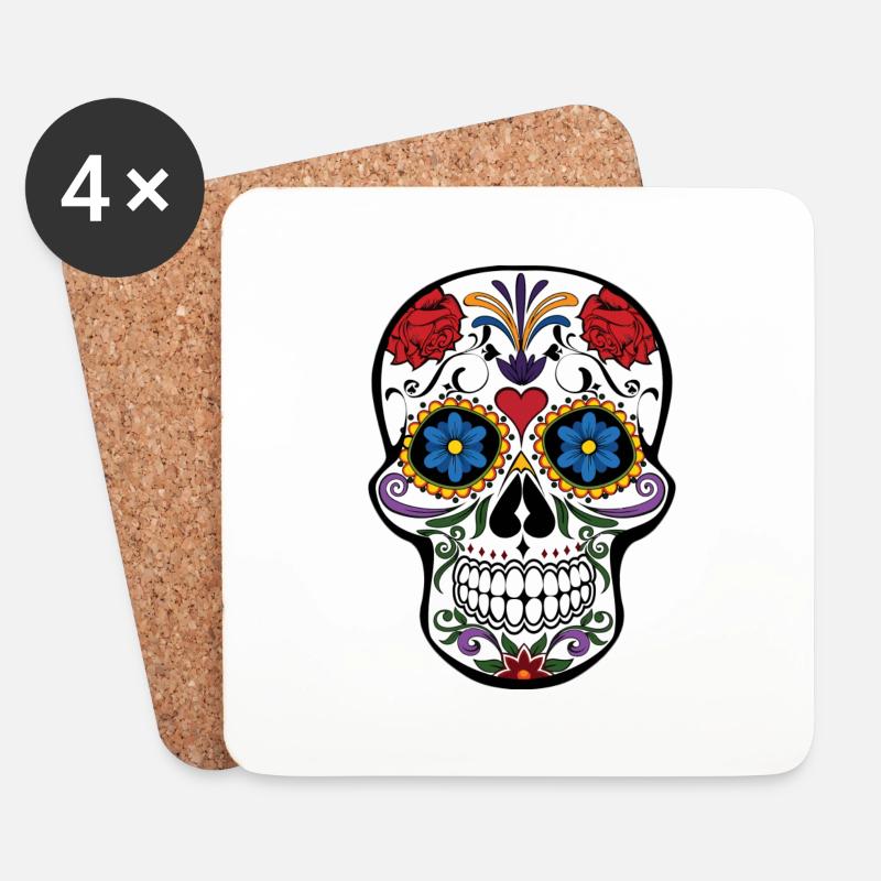 Totenkopf "Mexico" - Untersetzer (4er-Set) - Weiß