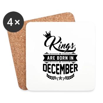 Kings are born in December - Untersetzer (4er-Set) - Weiß - Vorne