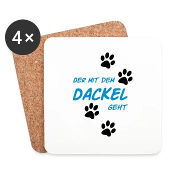 Der mit dem Dackel geht - Untersetzer (4er-Set) - Weiß - Vorne