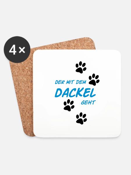 Der mit dem Dackel geht - Untersetzer (4er-Set) - Weiß