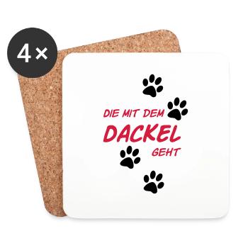 Die mit dem Dackel geht - Untersetzer (4er-Set) - Weiß - Vorne