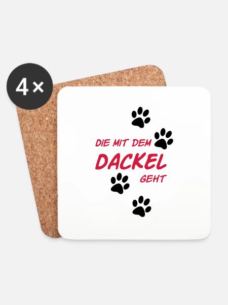 Die mit dem Dackel geht - Untersetzer (4er-Set) - Weiß