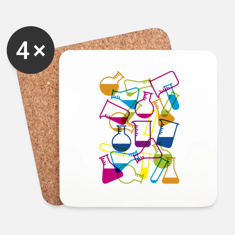 Laborglas mit Chemikalien - Untersetzer (4er-Set) - Weiß