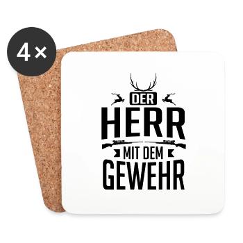 Jäger - der Herr mit dem Gewehr - Untersetzer (4er-Set) - Weiß - Vorne