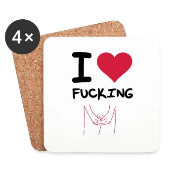 I Love Mastrubieren - Untersetzer (4er-Set) - Weiß - Vorne