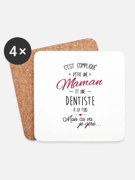 maman et dentiste - Dessous de verre (lot de 4) - blanc