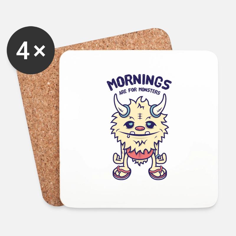 Mornings Are For Monsters - Untersetzer (4er-Set) - Weiß