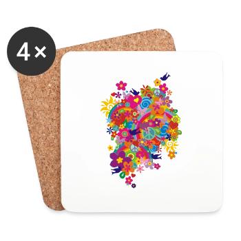 NEW FLOWER POWER RAINBOW - Dessous de verre (lot de 4) - blanc - Devant