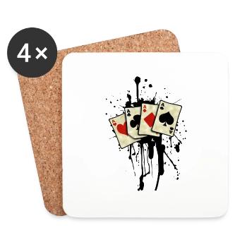 poker cards design Tee shirts manches longues - Dessous de verre (lot de 4) - blanc - Devant