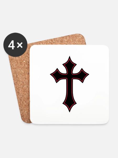 Gothic Cross__V004 - Coasters (set of 4) - white
