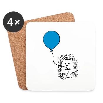 Igel mit Ballon - Untersetzer (4er-Set) - Weiß - Vorne