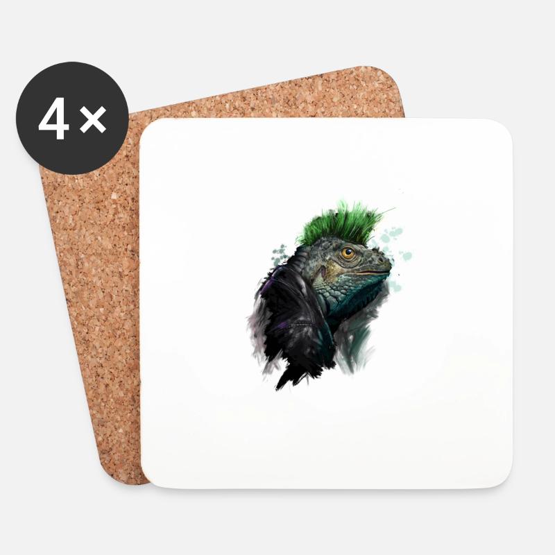 Iguana Punk - Untersetzer (4er-Set) - Weiß