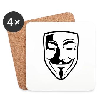 Anonymous Mask Guy Fawks - Coasters (set of 4) - white - Front