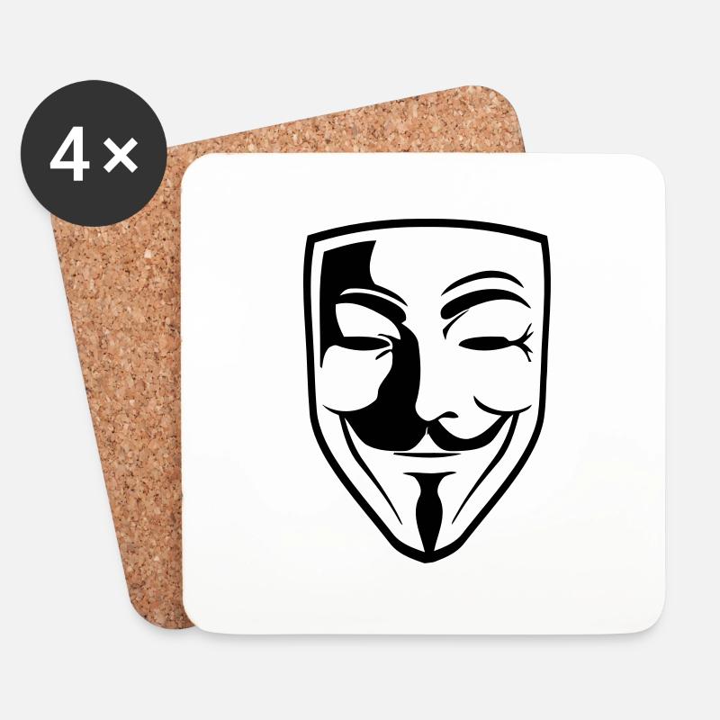 Anonymous Mask Guy Fawks - Untersetzer (4er-Set) - Weiß