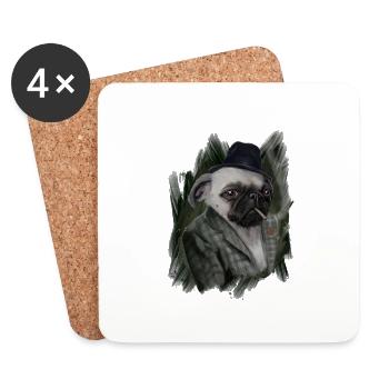 mops - Untersetzer (4er-Set) - Weiß - Vorne