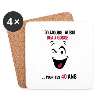 40 ans toujours beau gosse pour age smi - Dessous de verre (lot de 4) - blanc - Devant