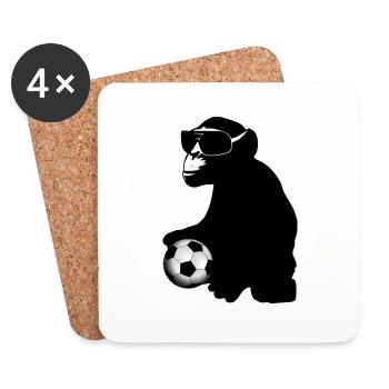 le football singe - Dessous de verre (lot de 4) - blanc - Devant