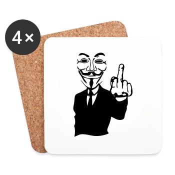 anonymous mask mask fuck6 hand hand co - Coasters (set of 4) - white - Front
