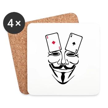 anonymen Maske Maske Karten-Poker as1 - Untersetzer (4er-Set) - Weiß - Vorne