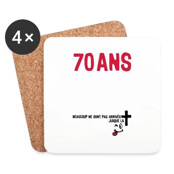 70 ans anniversaire tombe arrive - Dessous de verre (lot de 4) - blanc - Devant
