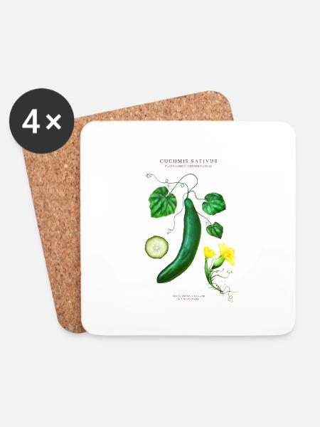 THE PLANTSPLATE FARM - Cucumis Sativus - Untersetzer (4er-Set) - Weiß