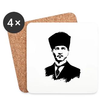 Mustafa Kemal Ataturk - Coasters (set of 4) - white - Front