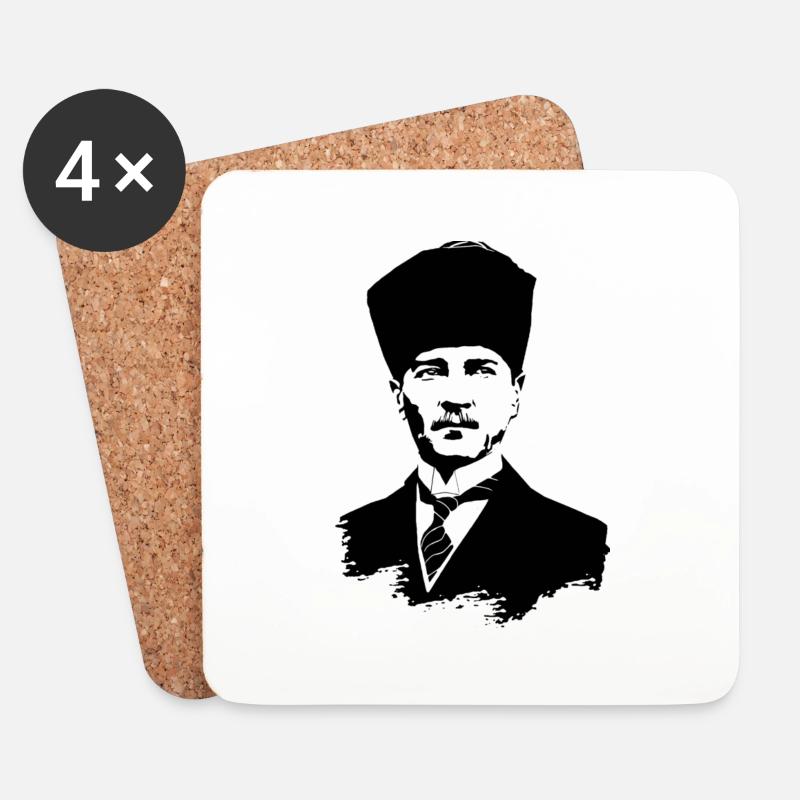 Mustafa Kemal Ataturk - Untersetzer (4er-Set) - Weiß