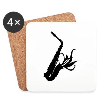 saxo saxophone jazz Saxophon saxofón musique music - Dessous de verre (lot de 4) - blanc - Devant