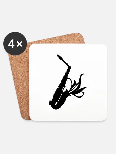 Saxophon Saxophon Jazz-Musik Musik Saxophon - Untersetzer (4er-Set) - Weiß