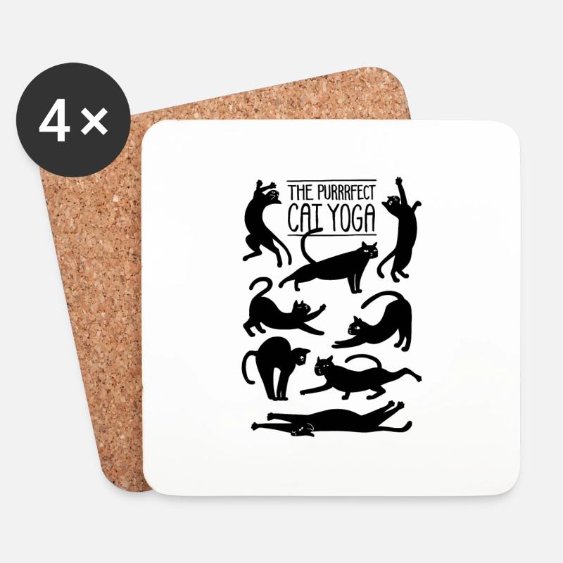 Das perfekte Katzen Yoga - Untersetzer (4er-Set) - Weiß