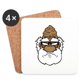 face head shit sour piss annoyed - Coasters (set of 4) - white - Front