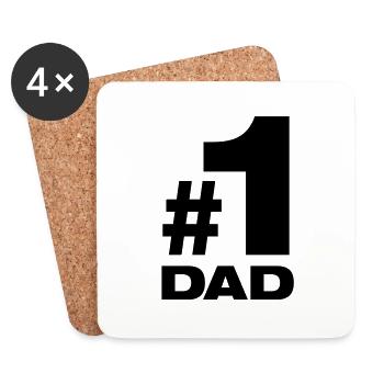 Nummer 1 Dad bester Vater Papa Vati Eltern Kinder - Untersetzer (4er-Set) - Weiß - Vorne