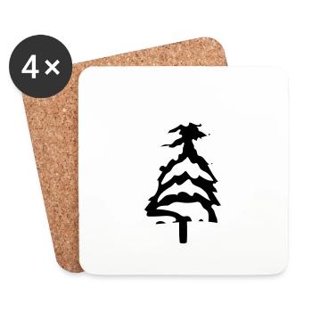cold snow christmas tree fir tree fir stars - Coasters (set of 4) - white - Front