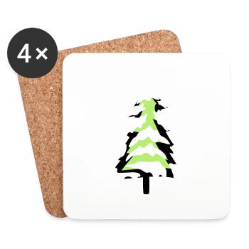 snow cold christmas tree fir tree fir stars - Coasters (set of 4) - white - Front