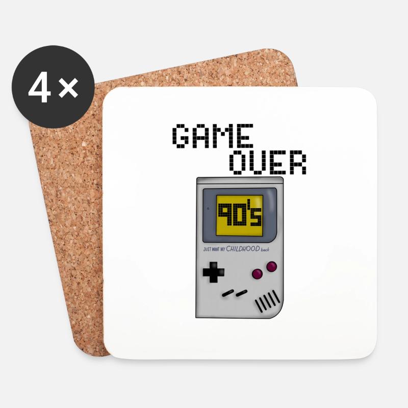 Game Over 90er - Untersetzer (4er-Set) - Weiß