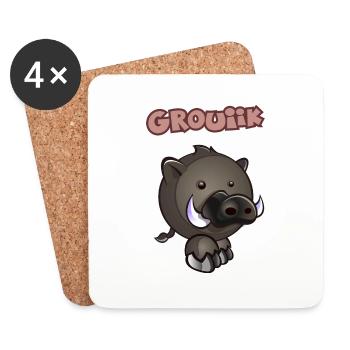 sanglier kawaii.png - Dessous de verre (lot de 4) - blanc - Devant