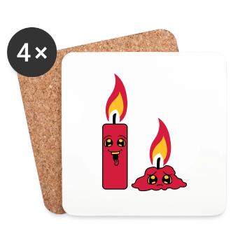 2 candles team couple funny sad burned down comic - Coasters (set of 4) - white - Front
